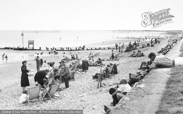 Photo of Dymchurch, The Beach Looking West c.1955
