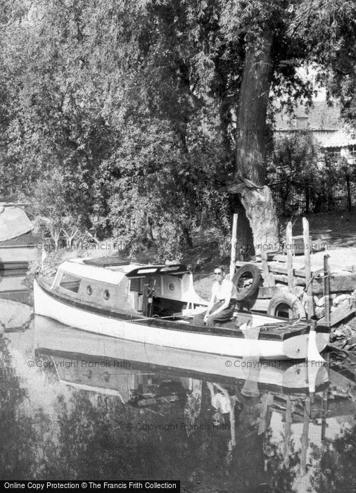 Photo of Earith, Angler On The Boat c.1955