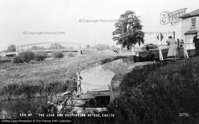 Photo of Earith, The Lock And Suspension Bridge c.1955