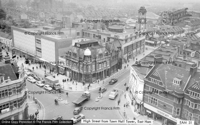 Photo of East Ham, High Street From Town Hall Tower c.1965