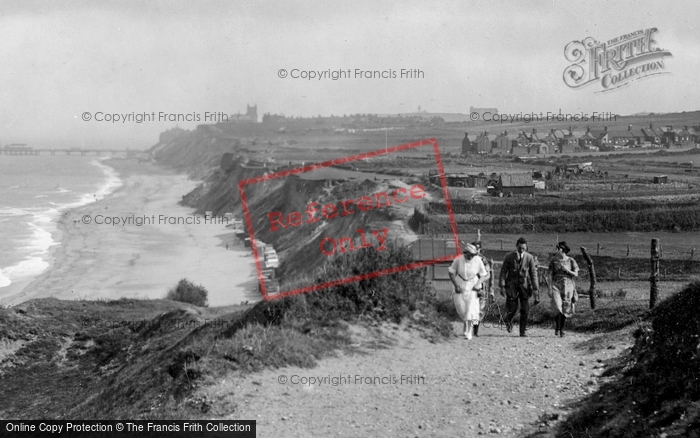 Photo of East Runton, Walkers On The Clifftop 1921