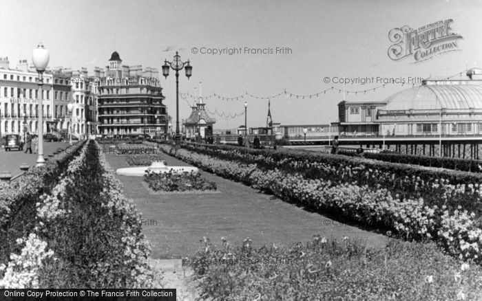 Photo of Eastbourne, Flower Beds And Pier Entrance c.1955