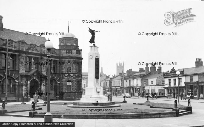 Photo of Eccles, The Library And Cenotaph c.1955