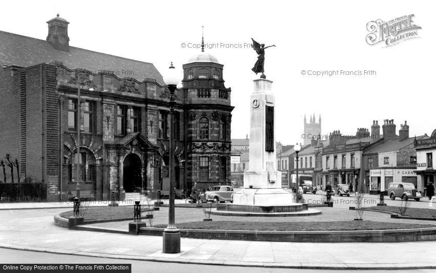 Eccles, the Library and War Memorial c1955