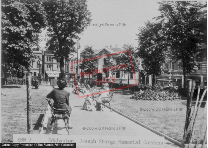 Photo of Edgbaston, Joseph Sturge Memorial Gardens c.1950
