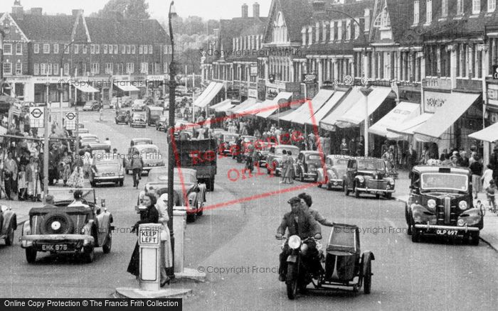 Photo of Edgware, Station Road, Motorbike And Sidecar 1954