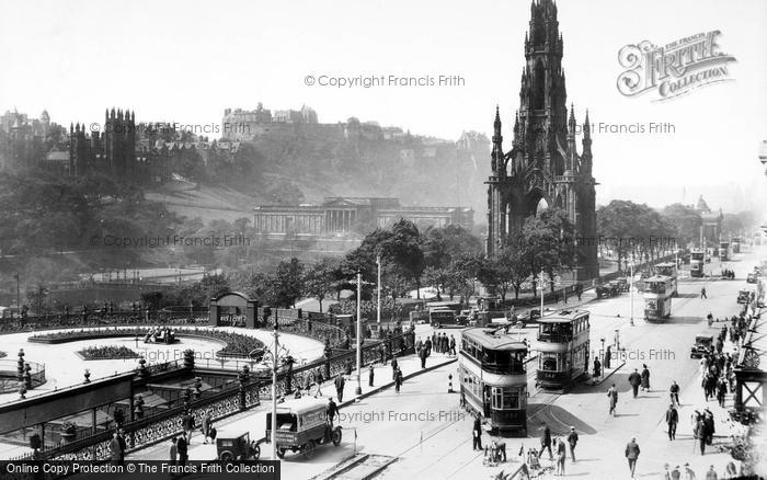Photo of Edinburgh, Castle And Scott Monument c.1930
