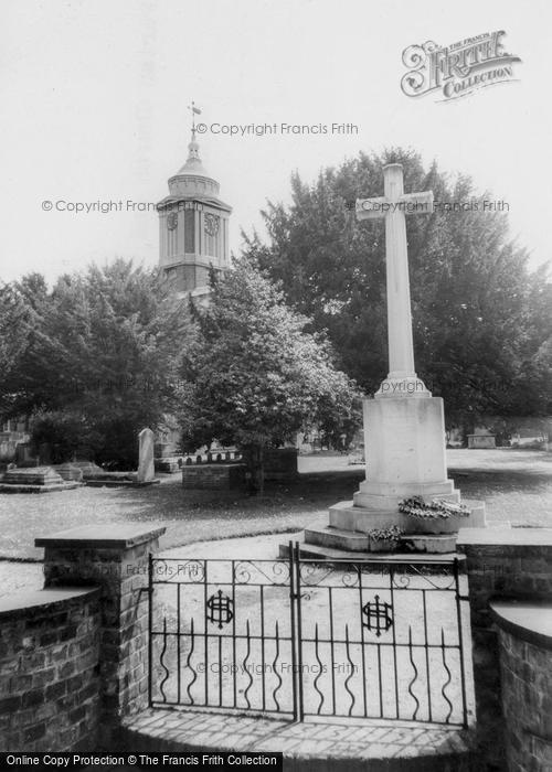 Photo of Egham, St John's Church And War Memorial c.1955