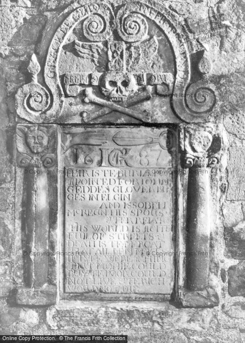 Photo of Elgin, Cathedral, John Geddes Tombstone c.1930