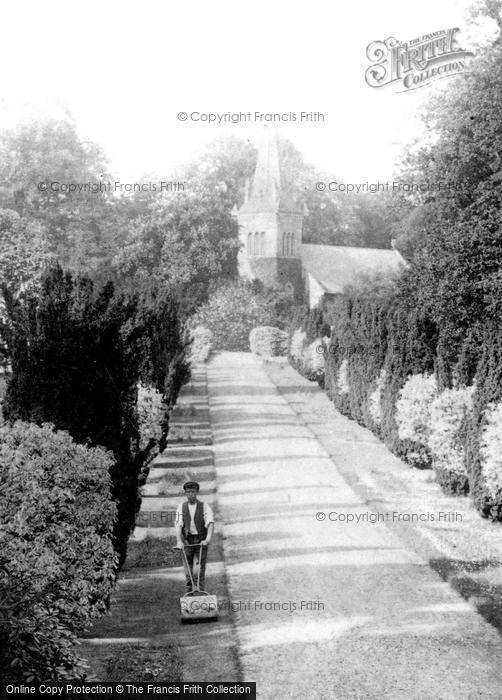 Photo of Elvetham Hall, Boy Mowing The Lawn 1904