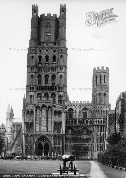 Photo of Ely, Cathedral, West Front From Palace Green c.1955
