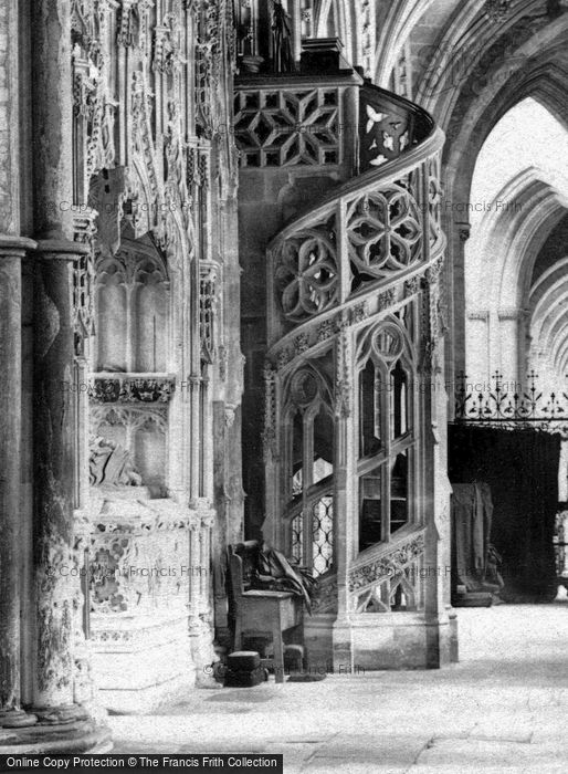 Photo of Ely, The Cathedral, North Choir Aisle, Organ Stairs  1891