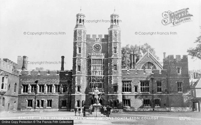 Photo of Eton, King Henry VI Statue And Luptons Tower, Eton College c.1955