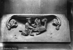Cathedral, Miserere Seat, Knight Stabbing Dragon 1907, Exeter