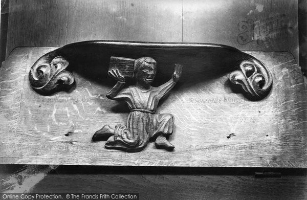 Photo of Exeter, Cathedral, Miserere Seat, Man Lifting A Block 1907