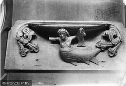 Cathedral, Miserere Seat, Mermaid 1907, Exeter