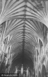 Cathedral, The Vaulted Ceiling And Organ c.1965, Exeter