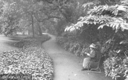 Rougemont Castle Gardens, Woman Reading Magazine 1912, Exeter