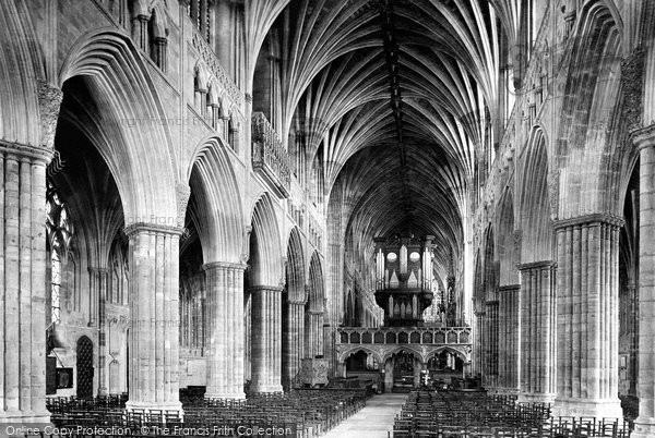 Photo of Exeter, The Cathedral, The Nave Looking East 1896