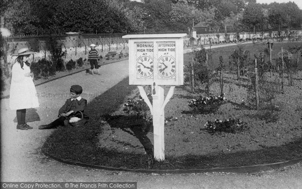 Photo of Exmouth, High Tide Notice, Esplanade Gardens 1906
