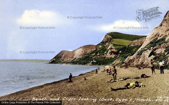 Photo of Eype, Beach And Cliffs Looking West c.1955