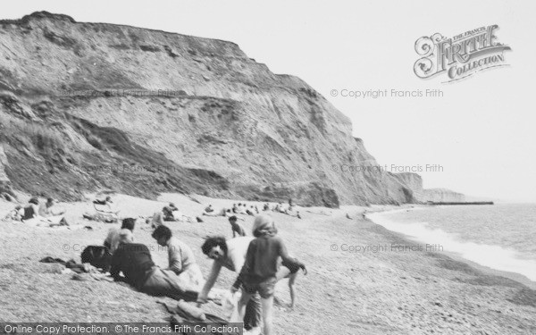 Photo of Eype, Beach And Cliffs Looking West c.1955