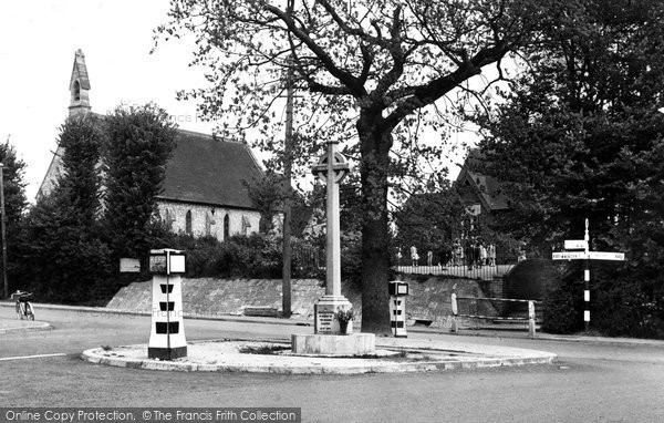 Photo of Fair Oak, War Memorial And St Thomas's Church c.1955