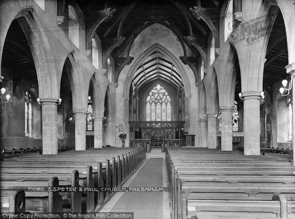 Photo of Fakenham, Church Of St Peter And St Paul Interior 1921