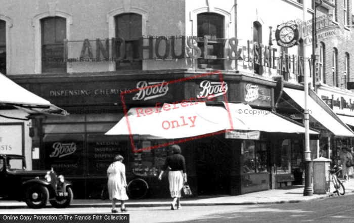 Photo of Farnborough, Boots Chemist, Lynchford Road c.1955