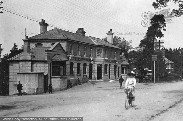Photo of Farnborough, Lady Cyclist And The Swan Hotel 1913