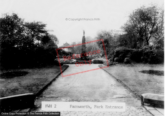 Photo of Farnworth, Park Entrance c.1955