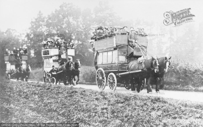 Photo of Faversham, Hop Pickers Arriving In Horse Drawn Buses c.1900