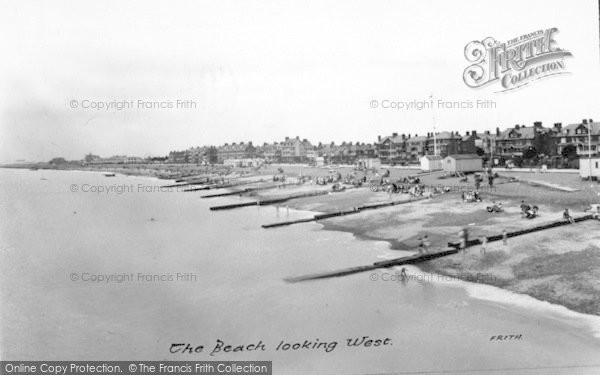 Photo of Felixstowe, Beach Looking West c.1955