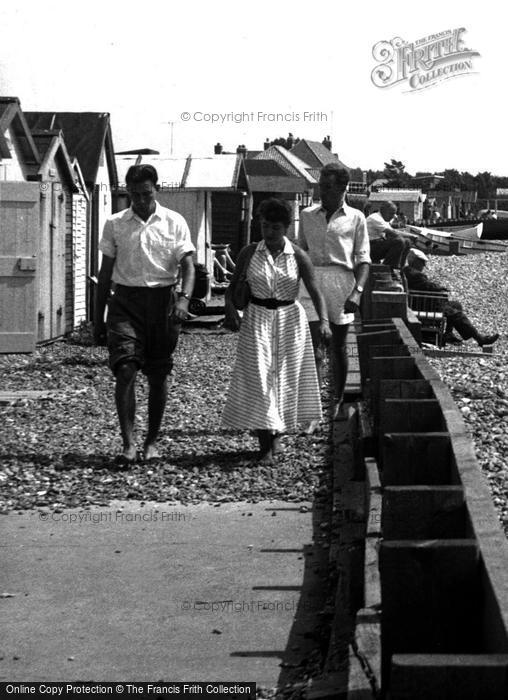 Photo of Ferring, Walking Past Beach Huts c.1960