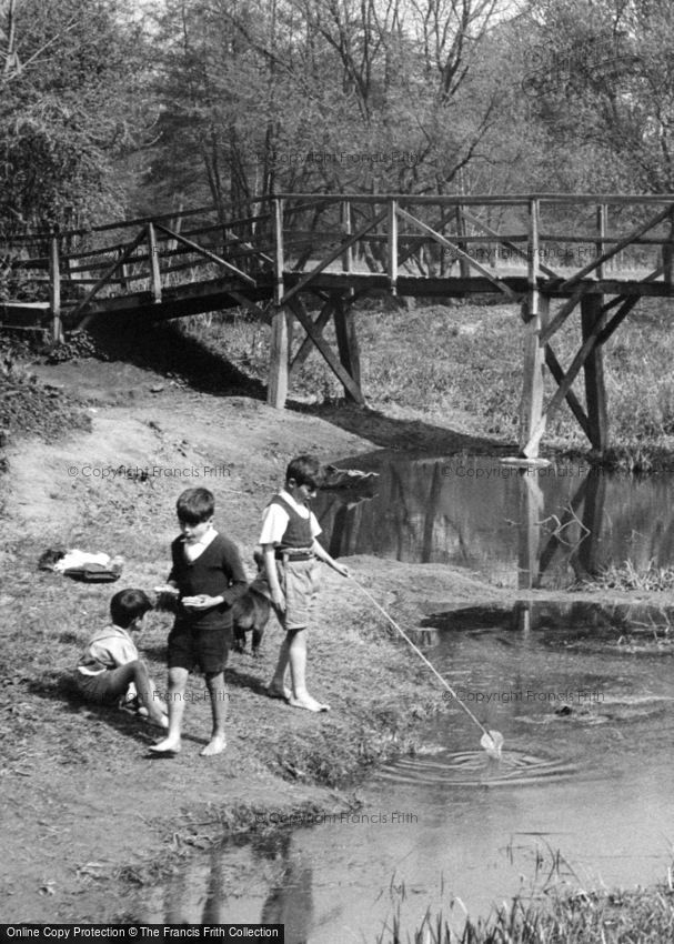 Fetcham, Fishing by the  River Mole c1955