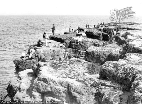 Photo of Filey, Fishing On The Brigg c.1935