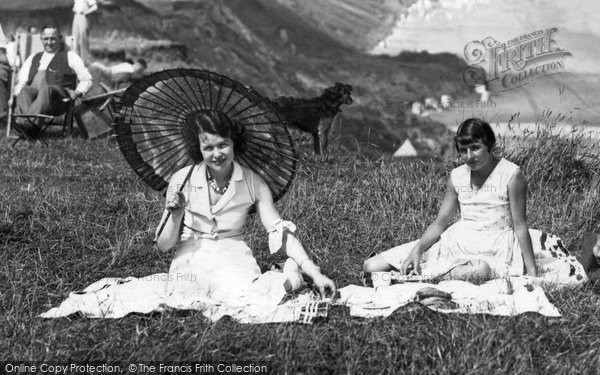 Photo of Filey, Ladies With Parasol c.1935