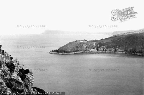 Photo of Fishguard, Harbour Entrance And Dinas Head 1890