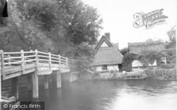 Flatford, Old Thatched Cottage Tea Rooms And Bridge c.1950, Flatford Mill