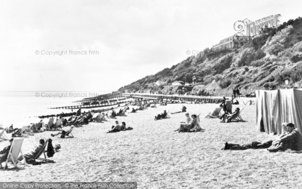 Photo of Folkestone, The Beach And Leas Cliff Hall c.1950