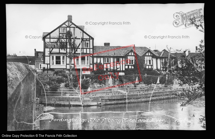 Photo of Fordingbridge, The Albany Hotel And River c.1955