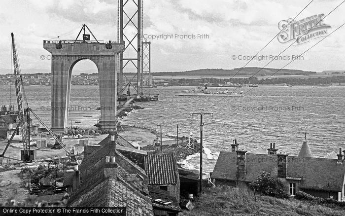 Photo of Forth Bridge, Forth Road Bridge Under Construction, View Across The Firth Of Forth 1961