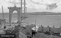 Forth Road Bridge Under Construction, View Across The Firth Of Forth 1961, Forth Bridge