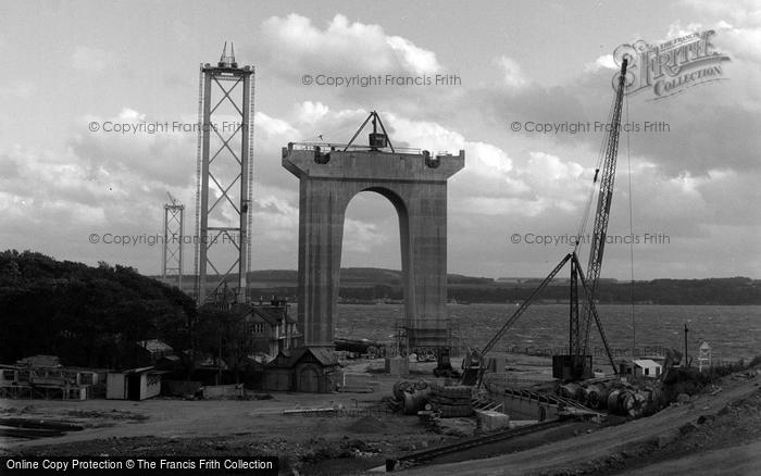 Photo of Forth Bridge, The Forth Road Bridge Under Construction 1961