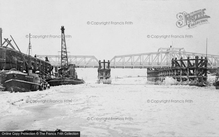 Photo of Fosdyke, Fosdyke Bridge, River Welland Frozen Over c.1920