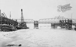Fosdyke Bridge, River Welland Frozen Over c.1920, Fosdyke
