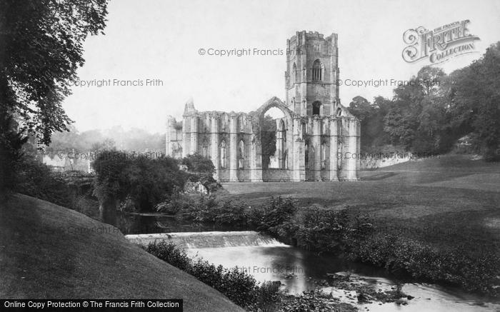 Photo of Fountains Abbey, And Waterfall c.1885