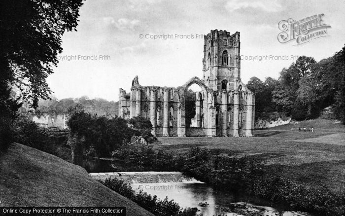 Photo of Fountains Abbey, And Waterfall c.1885