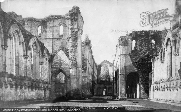 Photo of Fountains Abbey, Nave Looking West c.1890