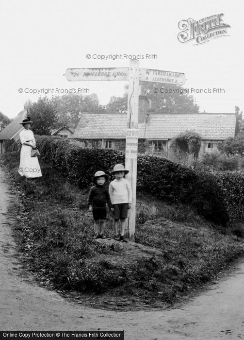 Photo of Frensham, Children Under Signpost 1914